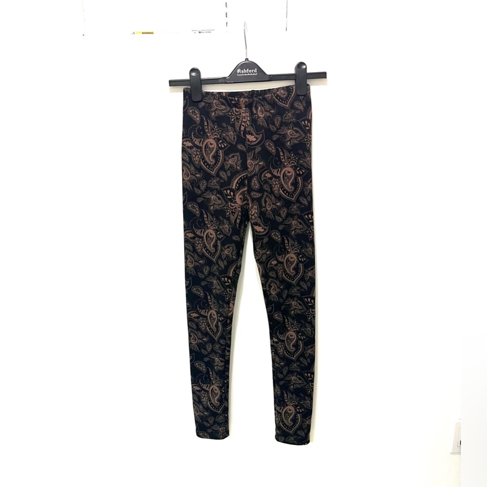 2/$20 - Black and Tan Warm Paisley Leggings by Just Cozy - XS/ S - Fall, Winter
